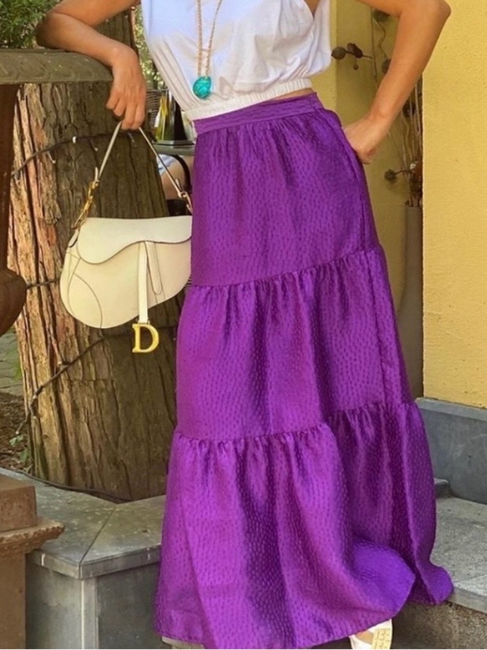 Zara Vibrant Purple Tiered Maxi Skirt - Picture 2 of 5